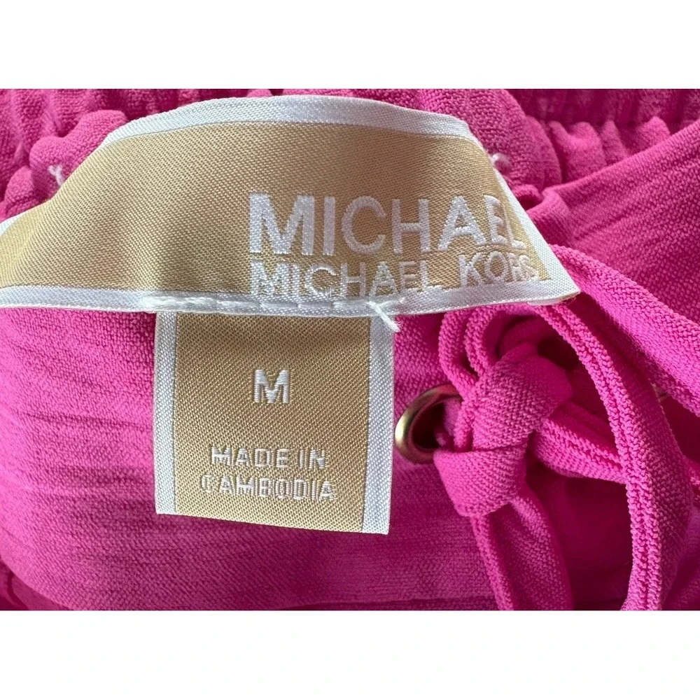 MICHAEL Michael Kors Pink Cropped Wide Leg Resort Pants Drawstring Med NWT - Picture 3 of 10